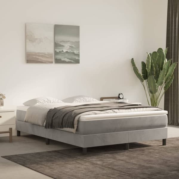 vidaXL sengeramme 140x190 cm fløjl lysegrå