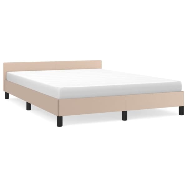vidaXL Sängram med huvudgavel utan madrass cappuccino 140x190 cm