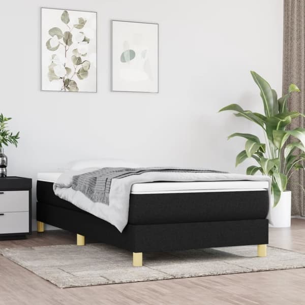 vidaXL sengeramme 90x190 cm stof sort