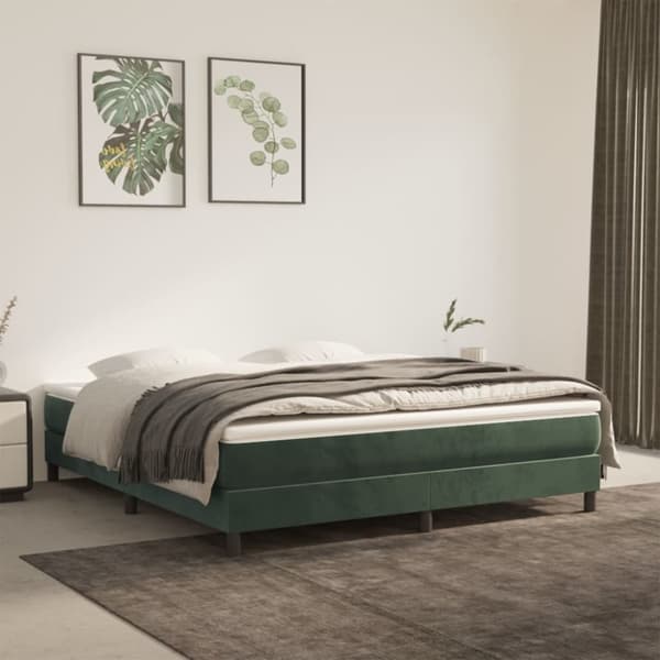 vidaXL Sängram mörkgrön 180x200 cm sammet