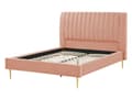Miniatyrbilde 4 av 10: Seng Ferskenrosa Fløyel 140 x 200 cm Sengegavl Lamellbunn Glamour Moderne design Soverom