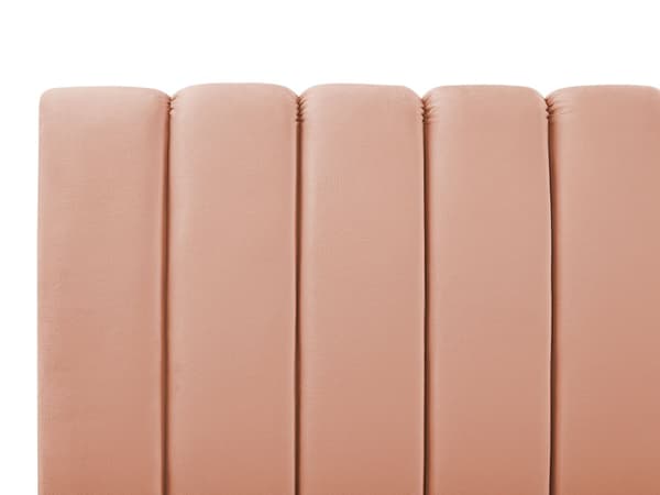 Seng Ferskenrosa Fløyel 140 x 200 cm Sengegavl Lamellbunn Glamour Moderne design Soverom