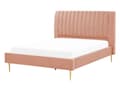 Miniatyrbilde 1 av 10: Seng Ferskenrosa Fløyel 140 x 200 cm Sengegavl Lamellbunn Glamour Moderne design Soverom
