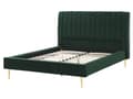 Miniatyrbilde 4 av 10: Seng Grønn Fløyel 160 x 200 cm Sengegavl Lamellbunn Glamour Moderne design Soverom
