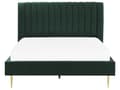 Miniatyrbilde 5 av 10: Seng Grønn Fløyel 160 x 200 cm Sengegavl Lamellbunn Glamour Moderne design Soverom