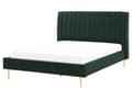 Miniatyrbilde 1 av 10: Seng Grønn Fløyel 160 x 200 cm Sengegavl Lamellbunn Glamour Moderne design Soverom