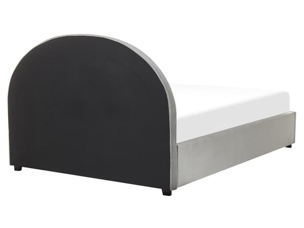 Seng Grå Fløyel 160 x 200 cm Med oppbevaring Rund sengegavl Polstret Minimalistisk Moderne Soverom