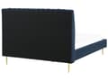 Miniatyrbilde 6 av 10: Seng Blå Fløyel 140 x 200 cm Sengegavl Lamellbunn Glamour Moderne design Soverom