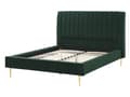 Miniatyrbilde 4 av 10: Seng Grønn Fløyel 140 x 200 cm Sengegavl Lamellbunn Glamour Moderne design Soverom