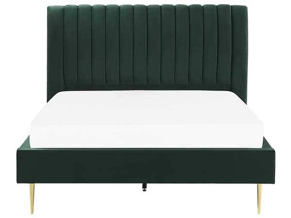 Seng Grønn Fløyel 140 x 200 cm Sengegavl Lamellbunn Glamour Moderne design Soverom