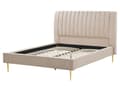 Miniatyrbilde 4 av 10: Seng Beige Fløyel 160 x 200 cm Sengegavl Lamellbunn Glamour Moderne design Soverom