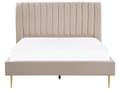 Miniatyrbilde 5 av 10: Seng Beige Fløyel 160 x 200 cm Sengegavl Lamellbunn Glamour Moderne design Soverom