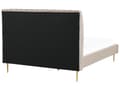 Miniatyrbilde 6 av 10: Seng Beige Fløyel 160 x 200 cm Sengegavl Lamellbunn Glamour Moderne design Soverom