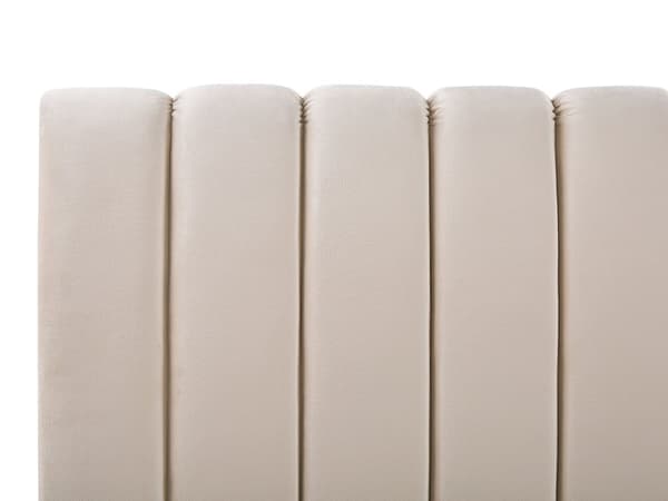 Seng Beige Fløyel 160 x 200 cm Sengegavl Lamellbunn Glamour Moderne design Soverom