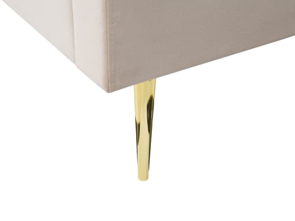 Seng Beige Fløyel 160 x 200 cm Sengegavl Lamellbunn Glamour Moderne design Soverom