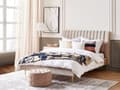 Miniatyrbilde 2 av 10: Seng Beige Fløyel 160 x 200 cm Sengegavl Lamellbunn Glamour Moderne design Soverom