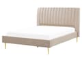 Miniatyrbilde 1 av 10: Seng Beige Fløyel 160 x 200 cm Sengegavl Lamellbunn Glamour Moderne design Soverom