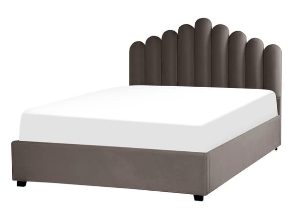 Seng med oppbevaring Taupe Fløyel 140 x 200 cm Dekorativ sengegavl Elegant Glamorøs Innredning Soverom