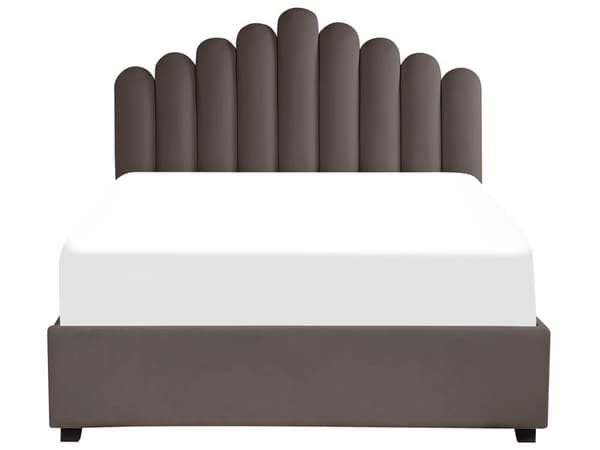 Seng med oppbevaring Taupe Fløyel 140 x 200 cm Dekorativ sengegavl Elegant Glamorøs Innredning Soverom