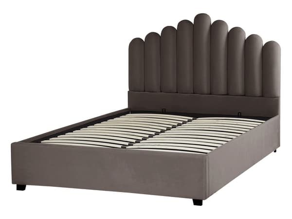 Seng med oppbevaring Taupe Fløyel 140 x 200 cm Dekorativ sengegavl Elegant Glamorøs Innredning Soverom