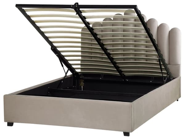 Seng med oppbevaring Taupe Fløyel 140 x 200 cm Dekorativ sengegavl Elegant Glamorøs Innredning Soverom