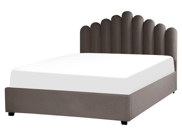 Seng med oppbevaring Taupe Fløyel 160 x 200 cm Dekorativ sengegavl Elegant Glamorøs Innredning Soverom