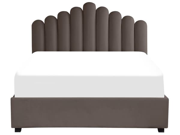Seng med oppbevaring Taupe Fløyel 160 x 200 cm Dekorativ sengegavl Elegant Glamorøs Innredning Soverom