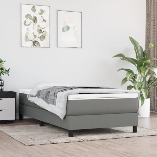 vidaXL sengeramme 90x200 cm stof mørkegrå