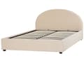 Miniatyrbillede 8 af 11: Dobbelt containerseng betrukket med minimalistisk retro beige stof 160 x 200