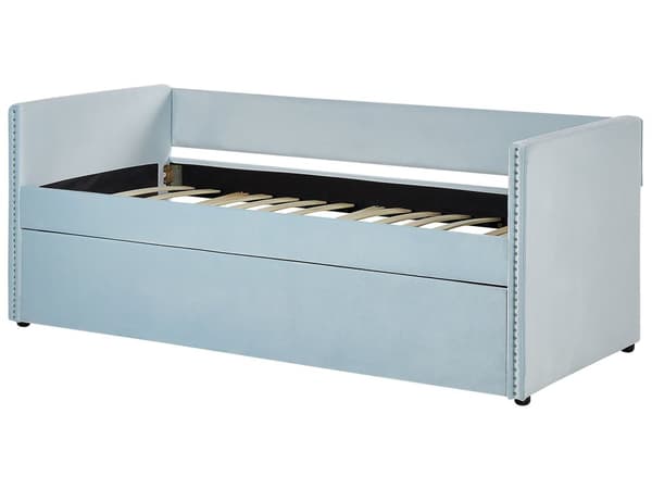 Dagseng Trilleseng Blå Fløyel Lamellramme 90 x 200 cm Moderne Uttrekkbar Moderne Glamour Gjesterom Barnerom