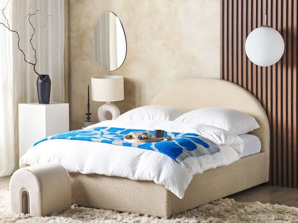 Seng Oppbevaringsseng Beige Polyester 140 x 200 cm Minimalistisk Retro Design Oppbevaring