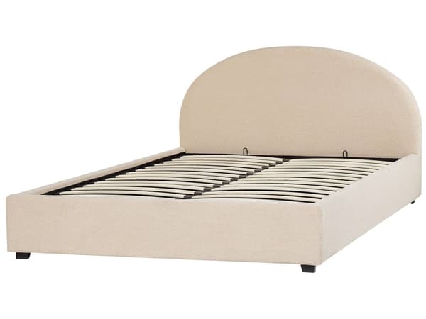 Seng Oppbevaringsseng Beige Polyester 160 x 200 cm Minimalistisk Retro Design Oppbevaring