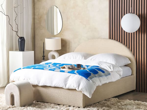 Seng Oppbevaringsseng Beige Polyester 160 x 200 cm Minimalistisk Retro Design Oppbevaring