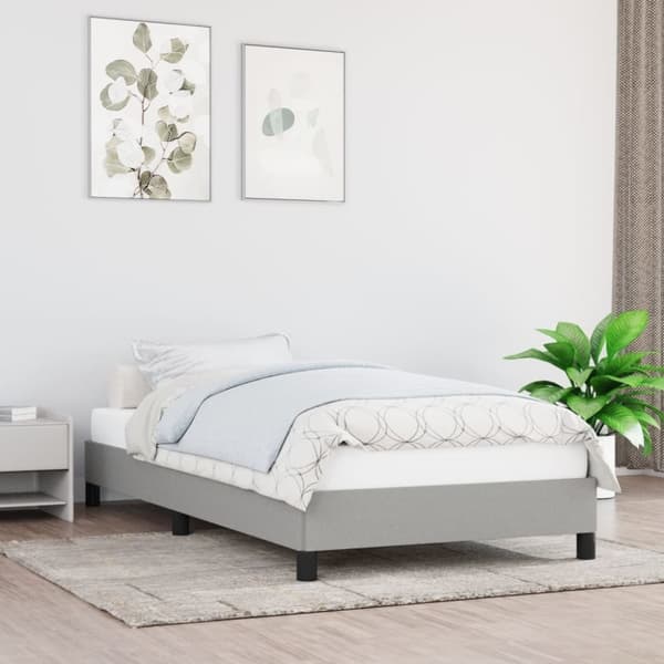 vidaXL sengeramme 90x200 cm stof lysegrå