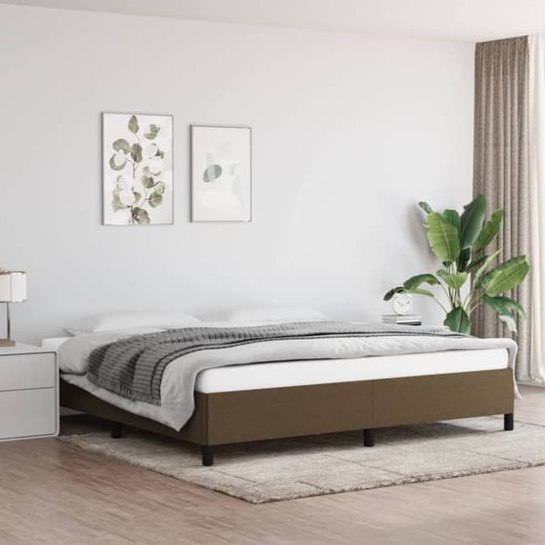 vidaXL sengeramme 200x200 cm stof mørkebrun