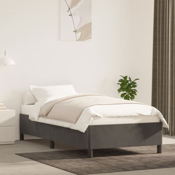 vidaXL sengeramme 90x190 cm fløjl mørkegrå