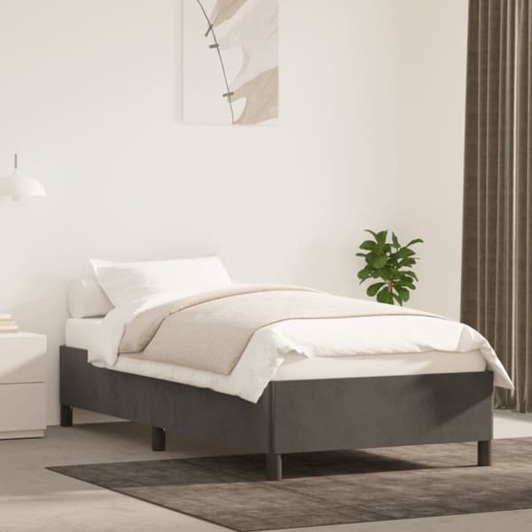 vidaXL sengeramme 90x200 cm fløjl mørkegrå