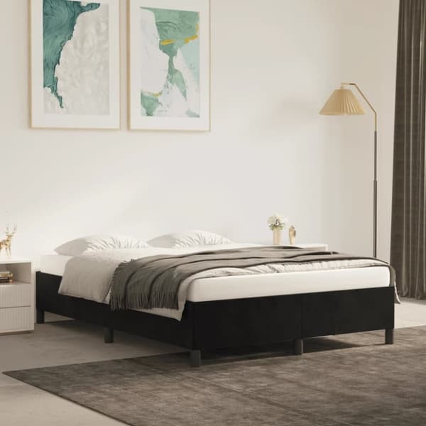 vidaXL sengeramme 140x200 cm fløjl sort