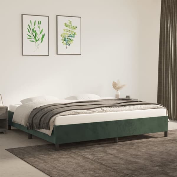 vidaXL sengeramme 200x200 cm fløjl mørkegrøn