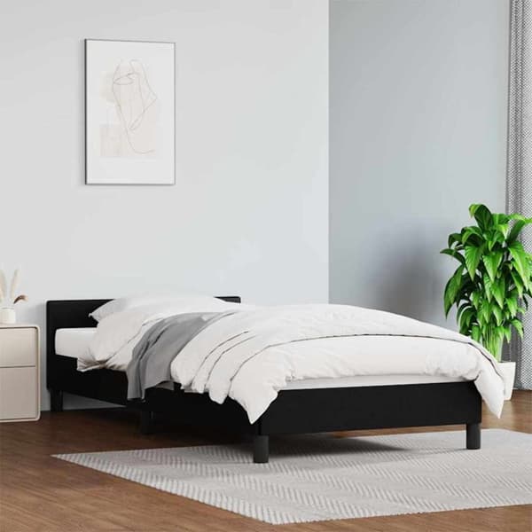 vidaXL Sengeramme med hovedgærde uden madras Sort 90x200 cm