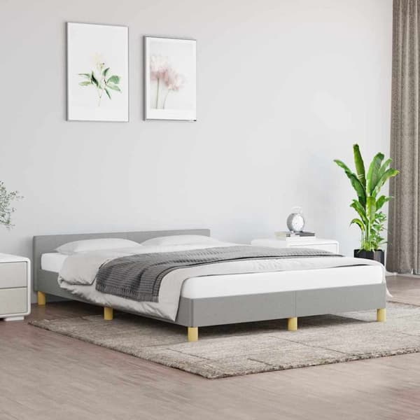 vidaXL Sängram utan madrass ljusgrå 140x200 cm tyg