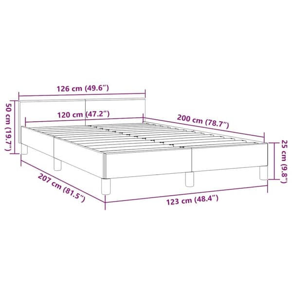 vidaXL Sengeramme med hovedgærde uden madras Hvid 120x200 cm