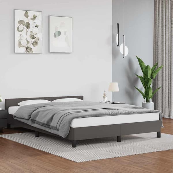 vidaXL Sengeramme med hovedgærde uden madras Grå 140x200 cm