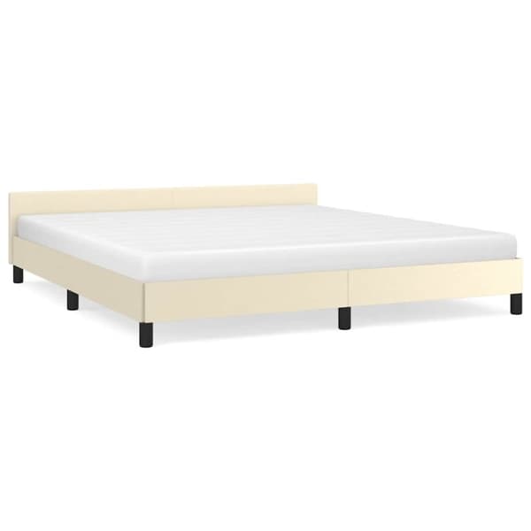 vidaXL Sengeramme med hovedgærde uden madras Creme 180x200 cm