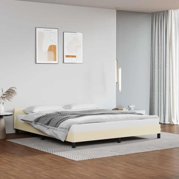 vidaXL Sengeramme med hovedgærde uden madras Creme 180x200 cm