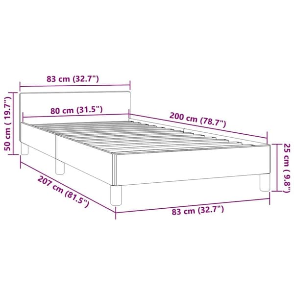 vidaXL Sengeramme med hovedgærde uden madras Sort 80x200 cm Fløjl