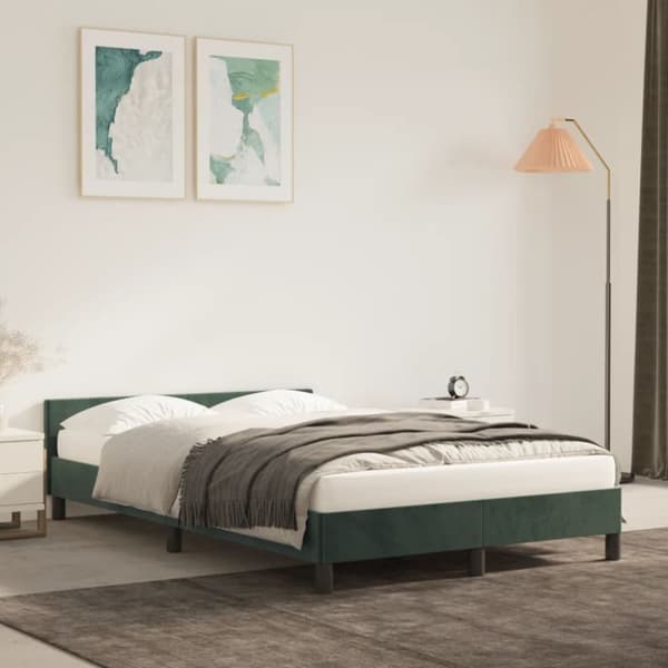 vidaXL Sengeramme uden madras Mørkegrøn 120x200 cm Fløjl