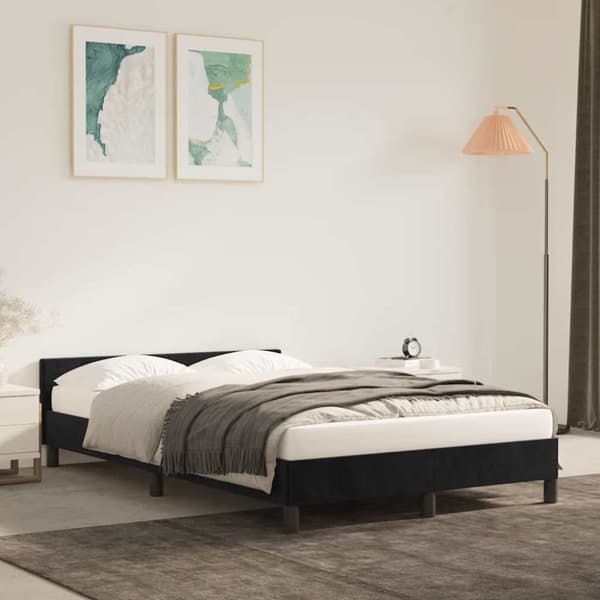 vidaXL Sengeramme uden madras Sort 120x200 cm Fløjl