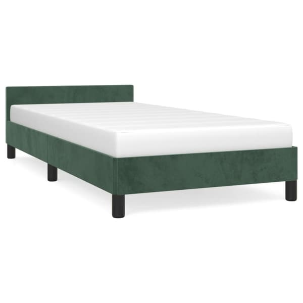 vidaXL Sängram utan madrass mörkgrön 100x200 cm sammet