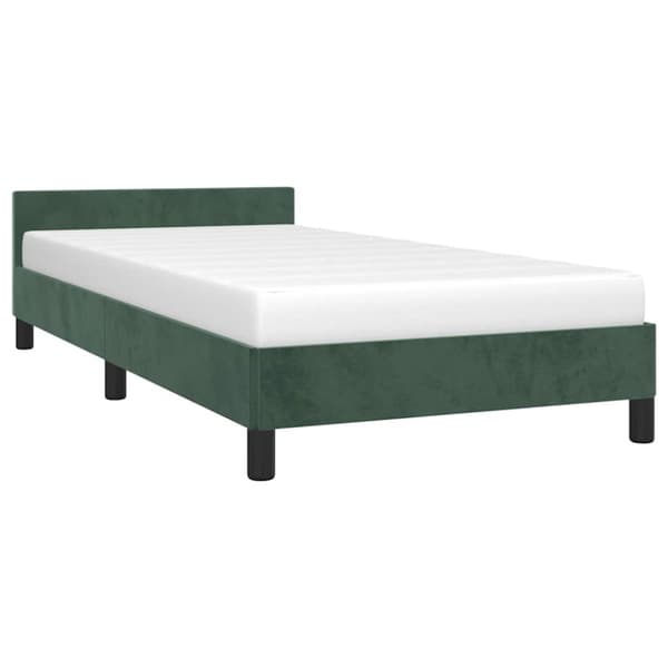 vidaXL Sängram utan madrass mörkgrön 100x200 cm sammet